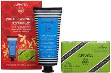 Apivita Winter Wonders Hypericum Hand Cream For Dry - Cracked Hands With Balm Bee Honey Natural Soap