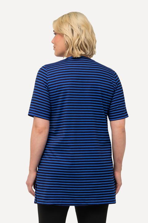 Immagine prodotto Ulla Popken Maglia dal taglio lungo e svasato con righe, scollo a V e mezze maniche (58)