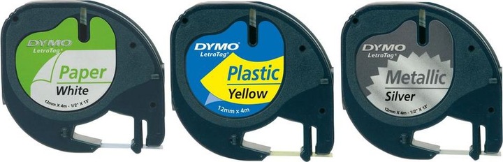 Produktbild Dymo S0721800 LetraTag 3er Set (1.20 cm, Gelb, Silber, Weiss)