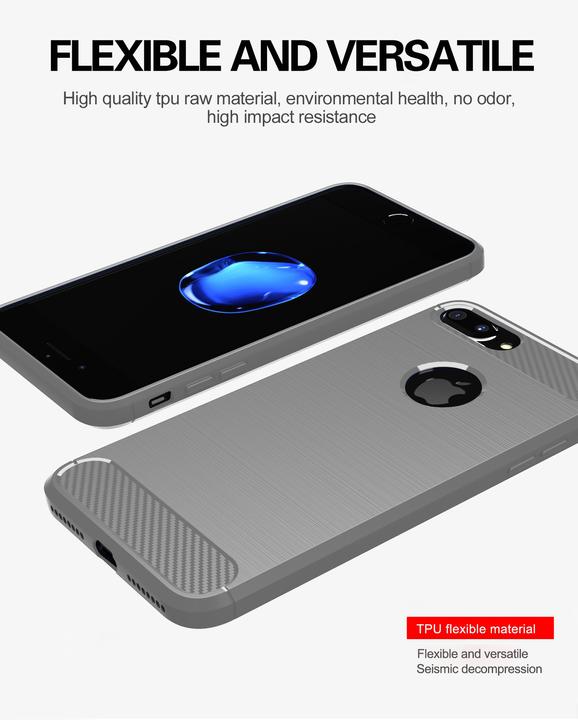Actual product image Cadorabo TPU Ultra Slim carbon stainless steel Combi Cover (Apple iPhone 7 Plus, Apple iPhone 7s Plus)