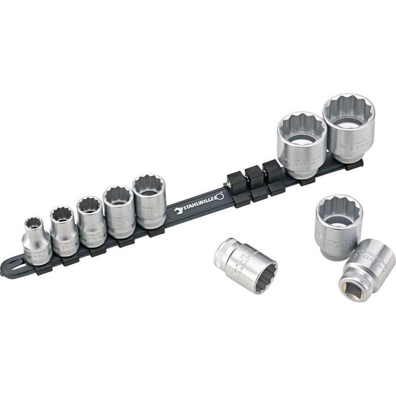 Stahlwille, Steckschlüssel + Stecknuss, Zwölfkant-Steckschlüsselsatz 12918, 1/2" (13 mm, 30 mm, 32 mm, 14 mm, 17 mm, 19 ...