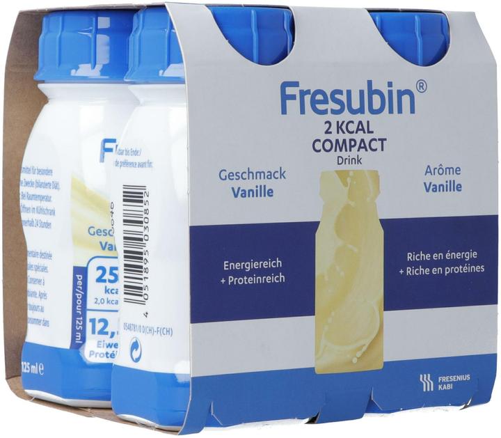 Produktbild Fresubin 2 kcal Drink Compact Vanille, 4x 125 ml (4 Stück, Flüssigkeit, 632 g)