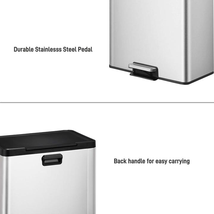 Actual product image EKO Dual Compartment Pedal Recycling Bin for Kitchen and Home (40 l)