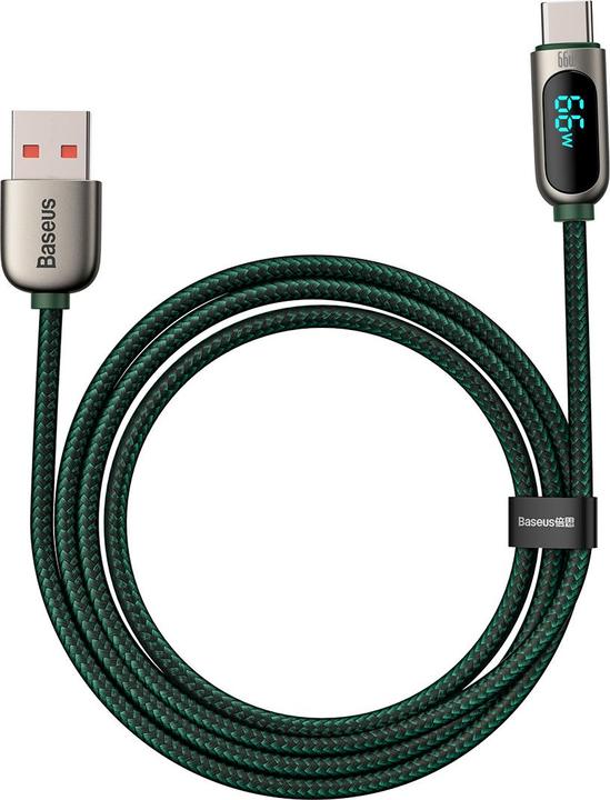 Actual product image Baseus Display Cable USB to Type-C, 66W, 1m (green) (1 m, USB 3.2 Gen 1, 66 W)