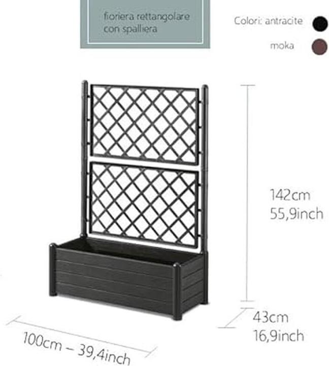 Immagine prodotto Kerbl Blumentopf rechteckig 100 x 43 x 142 cm Graphit (100 x 43 x 142 cm)