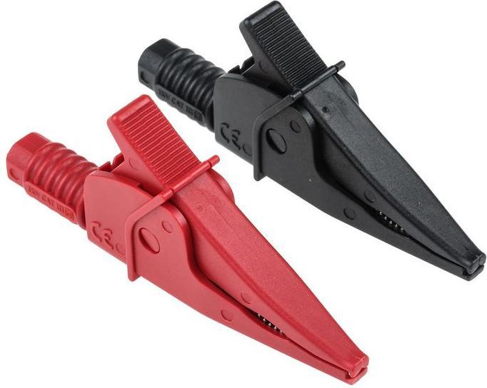 RS PRO 39.6mm Krokodilklemme, Schwarz, Rot isoliert, 20A (Klemme)