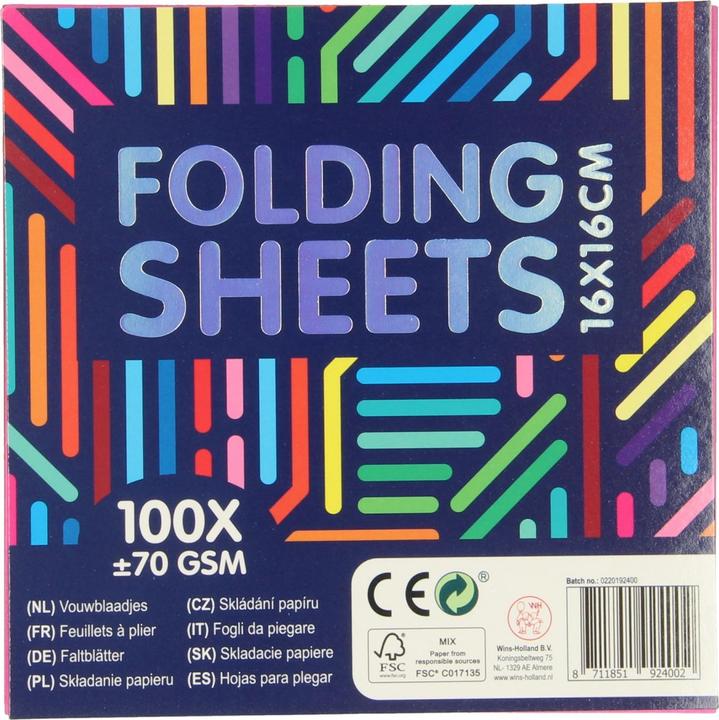 Wins Holland Gekleurd vouwpapier 16x16cm, 100st. (100 x)