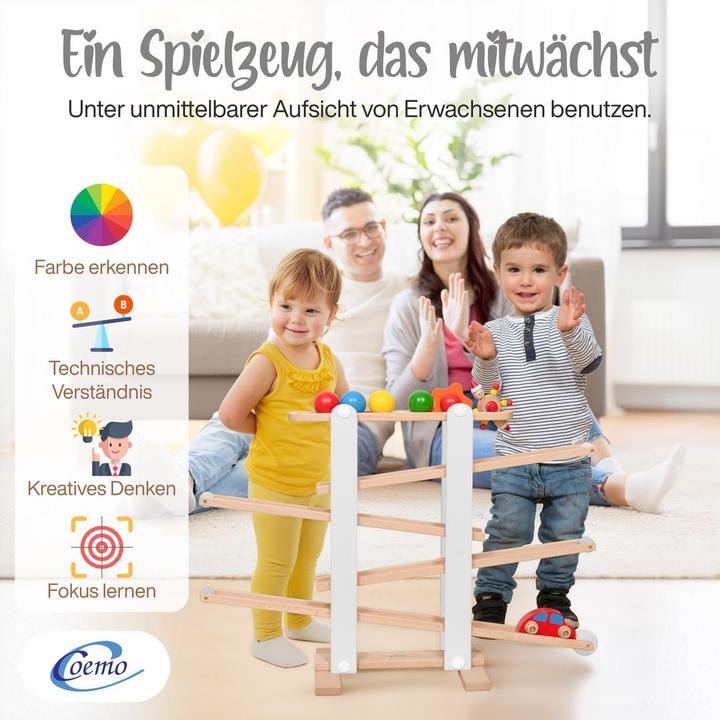 Produktbild Coemo Kugelbahn mit Auto, Blume, Kasper und Kugeln