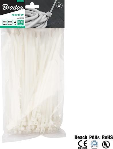 Produktbild Bradas TS1148350N Kabelbinder transparent 100 Stück - Kabelbinder (transparent, 1 Kopf), CE, PAHs, 3 (350 mm, 100 Stk.)