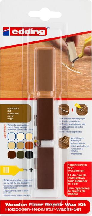 Image du produit Edding Kit de cire de réparation pour sol en bois 8902 noyer (3x)