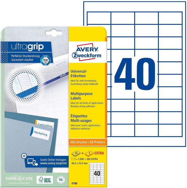 Actual product image Avery Universal labels