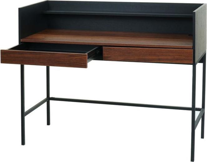 Mendler Schreibtisch HWC-J79, 120x50x99cm Holz Metall, Walnuss-Optik