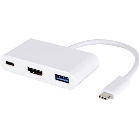 Thumbnail - MicroConnect USB-C zu (USB-C, 3 Ports), Dockingstation + USB Hub, Weiss