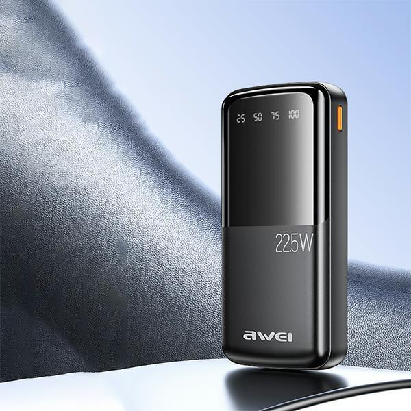 Actual product image Awei PowerBank P13K 20000mAh 22.5W czarny/black Digital Display (20000 mAh, 22 W, 22.50 Wh)