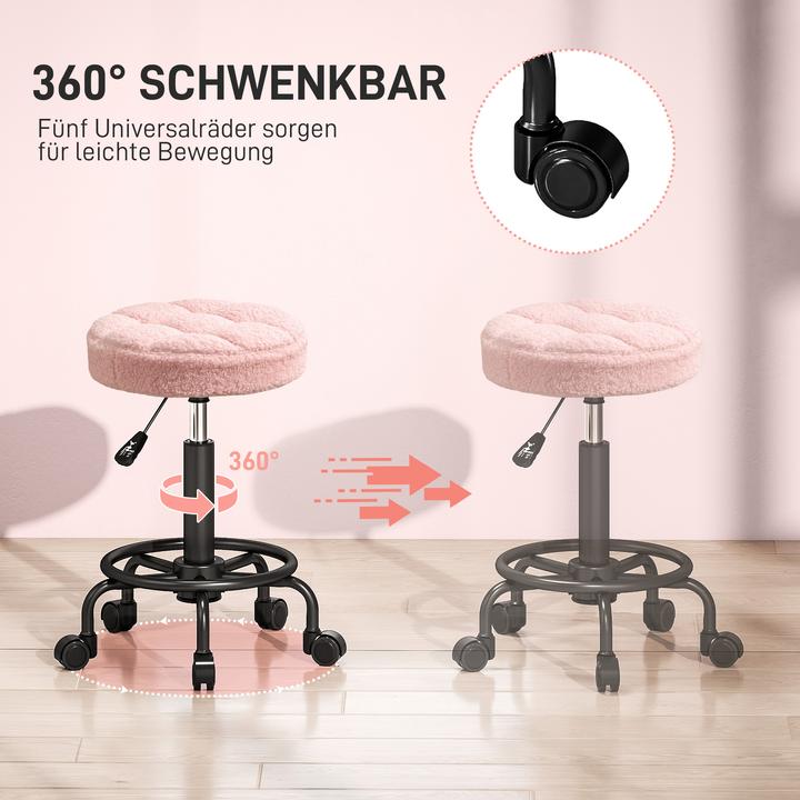 Produktbild Homcom Rollhocker Polyester, Metall Rosa