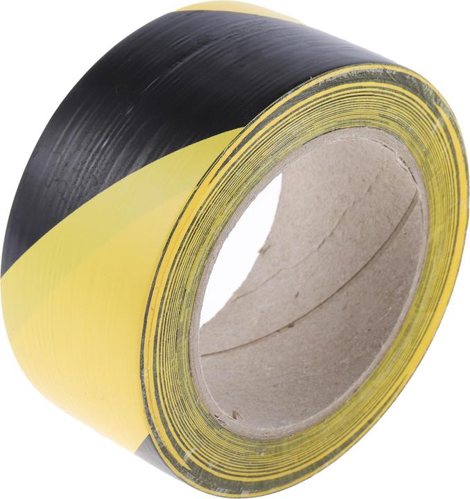 Actual product image RS PRO PVC Marking Tape Black, Yellow Type Floor Marking Tape, Thickness 0.14mm, 50mm x 33m (50 mm)