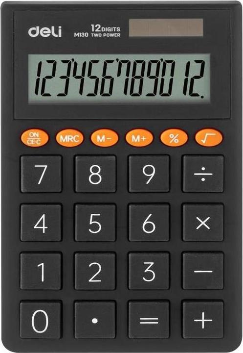 Produktbild Deli grauer Taschenrechner (Akku, Solarzellen)