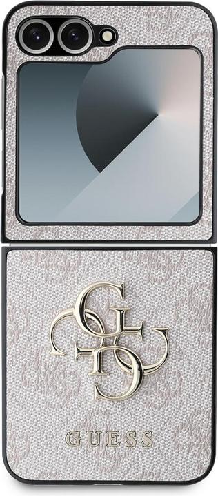 Actual product image Guess GUHCZF64GMGPI Z Flip6 F741 różowy/pink Leather 4G Metal Logo (Samsung Galaxy Z Flip6, Samsung Galaxy Z Flip7 FE)