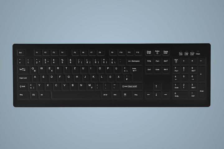 Produktbild Active Key Wireless Hygiene Desktop Keyboard Fully Sealed Watertight USB Black (DE, Kabellos)