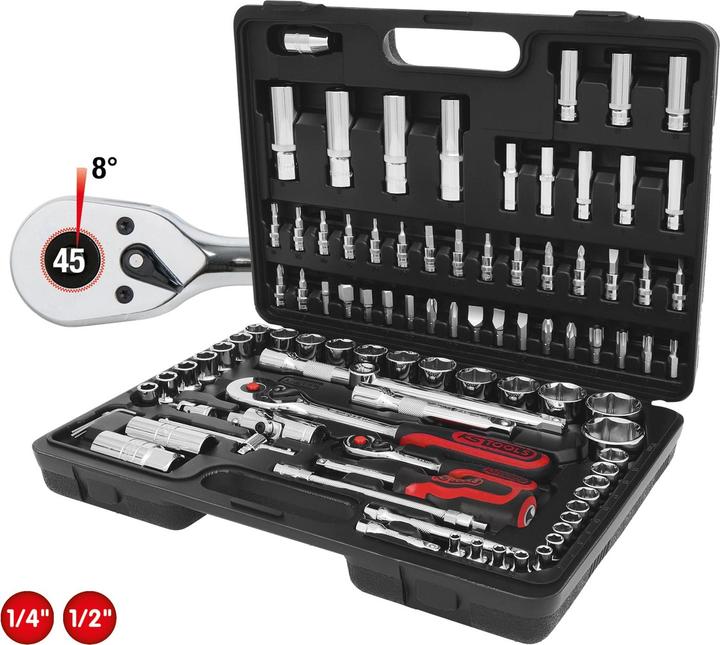 Produktbild KS Tools 1/4 +1/2 CHROMEplus Steckschlüssel-Satz, 96-tlg