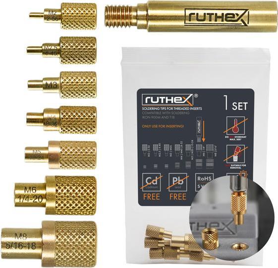 GreenCell ruthex 7x Lötspitzen/Einschmelzhilfen Set - Lötkolbenspitzen für ruthex Gewindeeinsätze (Lötspitze)