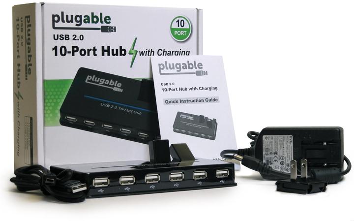 Actual product image Plugable 10Port USB 2.0 Hub w/ 20W PD (USB-A, 10 Ports)