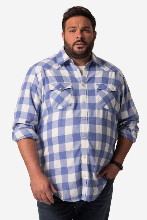 Produktbild John F. Gee Karo-Flanellhemd, Langarm, Kentkragen, Modern Fit (8XL)