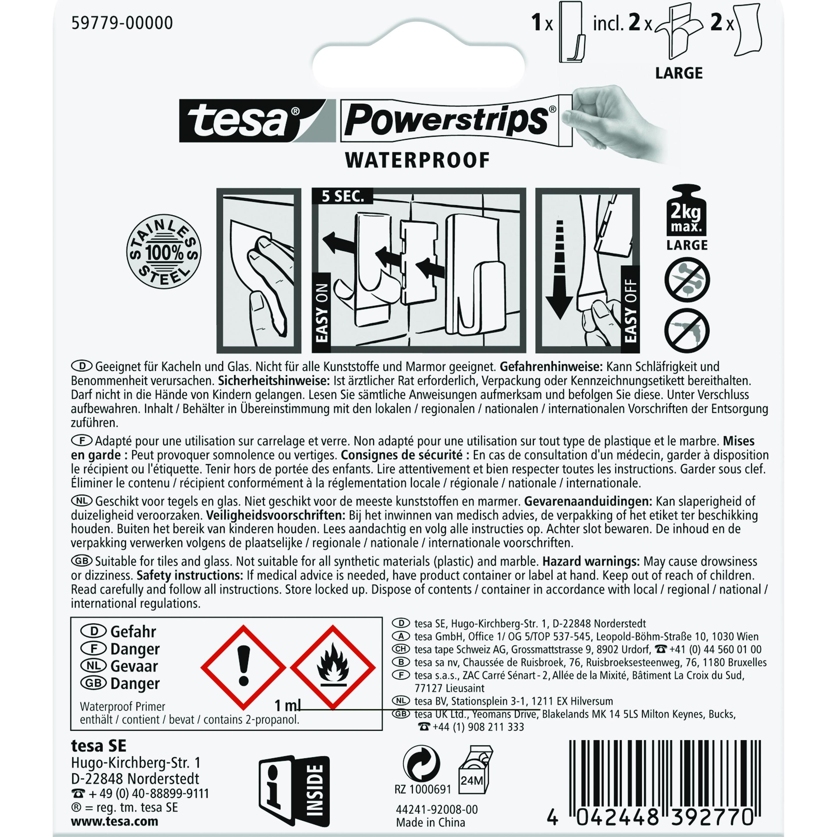 Thumbnail - tesa, Klebehaken + Klebenagel, Powerstrips Waterproof Haken L