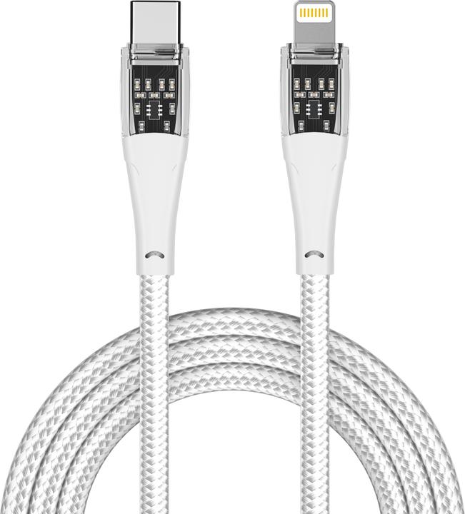 Qualo Transparent nylon cable USB-C - Lightning 1.5m 2.4A white QTCN-CL-00 (1.50 m)