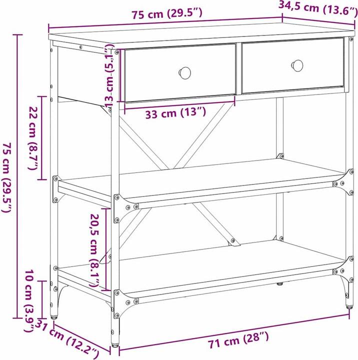 Actual product image vidaXL Konsolentisch (100 x 34.50 x 75 cm)