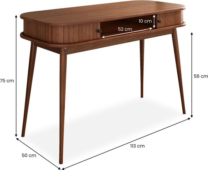 Actual product image IDIMEX Schreibtisch JARI mit Lamellenoptik aus Massivholz – Eiche farben (113 x 50 x 75 cm)