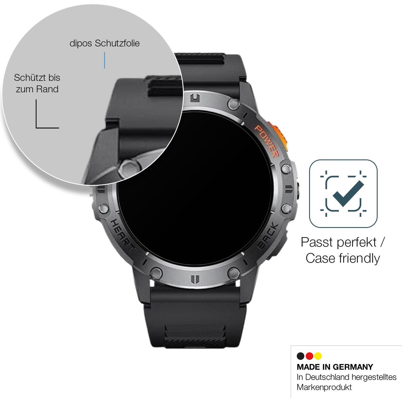 Dipos Anti-Shock Displayschutz Matt 9H, Smartwatch Schutzfolie, Transparent
