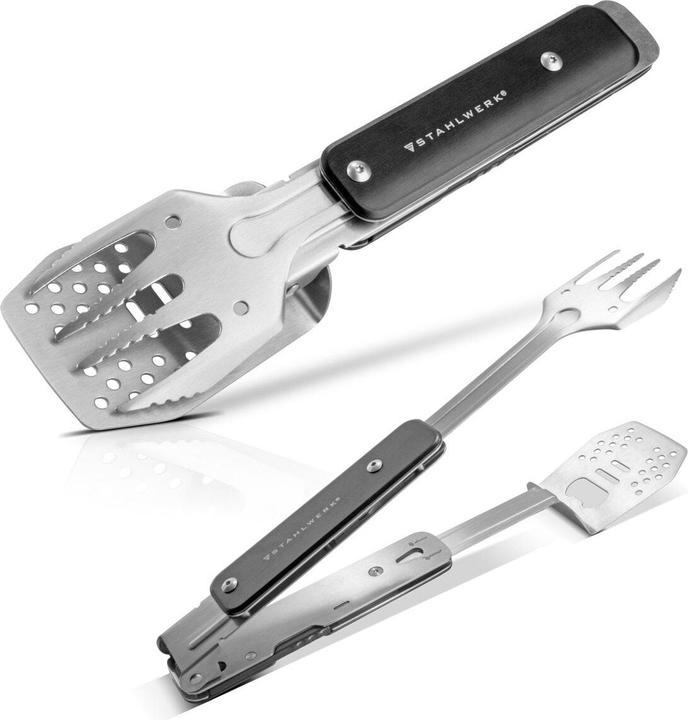 Stahlwerk BBQ multitool barbecue set with barbecue tongs barbecue fork barbecue turner