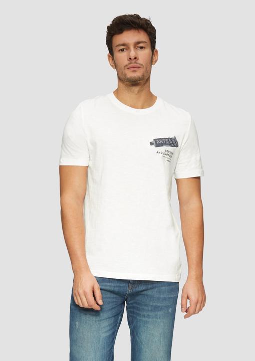 Produktbild S.Oliver T-Shirt Baumwoll-T-Shirt mit Frontprint und Flammgarnstruktur (M)