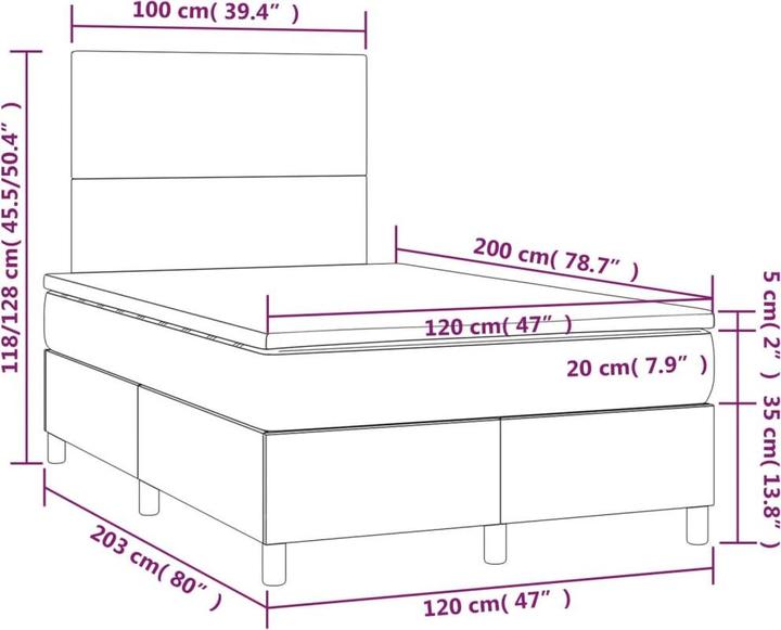 Immagine prodotto vidaXL Boxspringbett (120 x 200 cm)