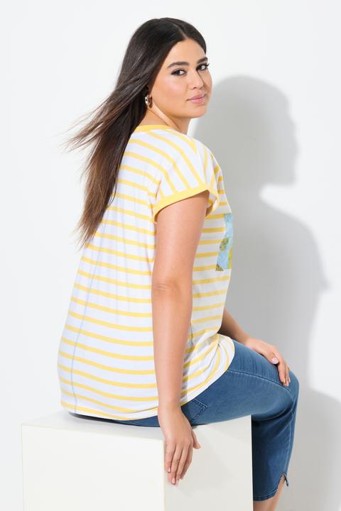 Produktbild Ulla Popken Shirt, Ringel, Oversized, Rundhals, Halbarm (56)