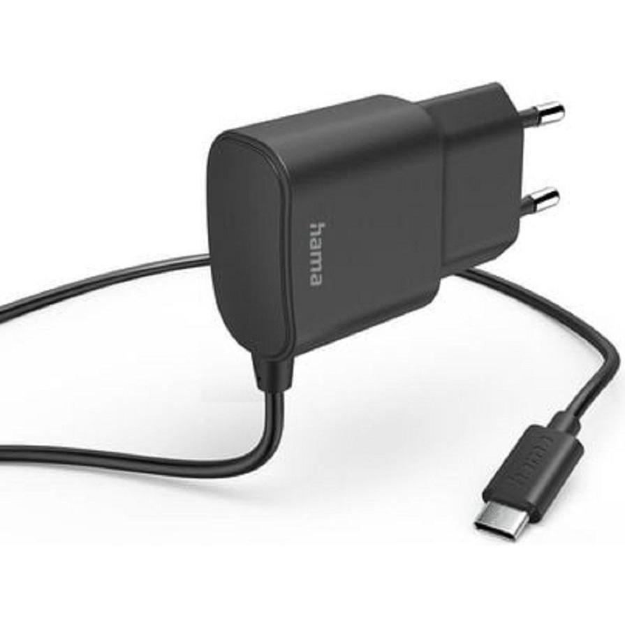 Hama Ladegerät mit USB-C-Anschluss, 12 W, 1,0 m, Schwarz (12 W), USB Ladegerät, Schwarz