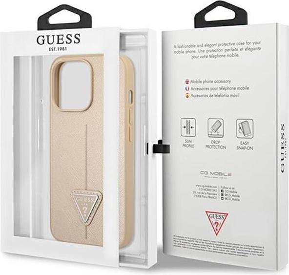 Produktbild Guess GUHCP14XPSATLE iPhone 14 Pro Max 6,7" beżowy/beige hardcase SaffianoTriangle Logo (Apple iPhone 14 Pro Max)