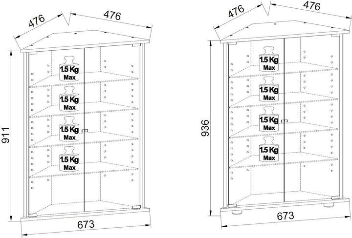 Immagine prodotto VCM Stand da collezione Vetrina d'angolo Legno Vetro Vecko (88 x 67 x 23 cm)