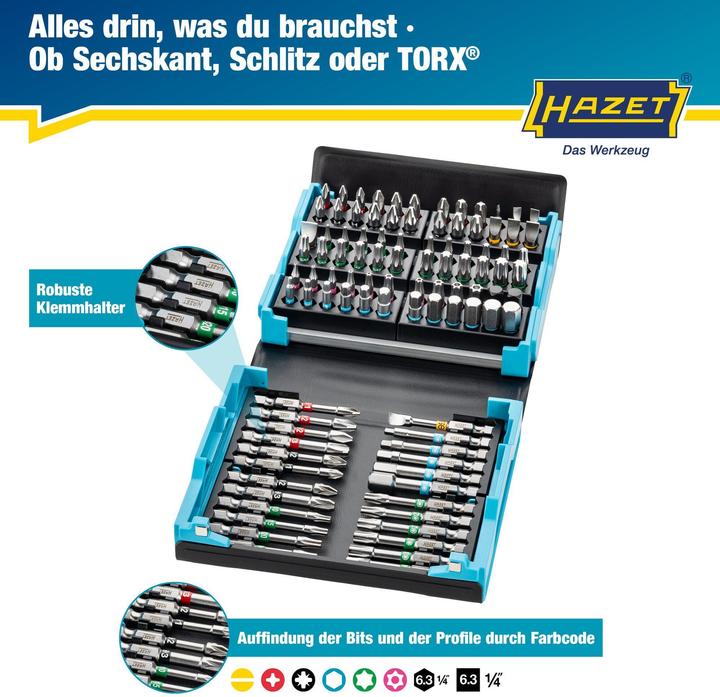 Productafbeelding HAZET Bit-assortiment SmartCase 2200SC-3 96-delig sleuf/PH/PZD/TX/TX w.tang/binnen-6Kt. (Schroefgleuf, Cross Phillips PH, Zeskantbus TX, Inbus)