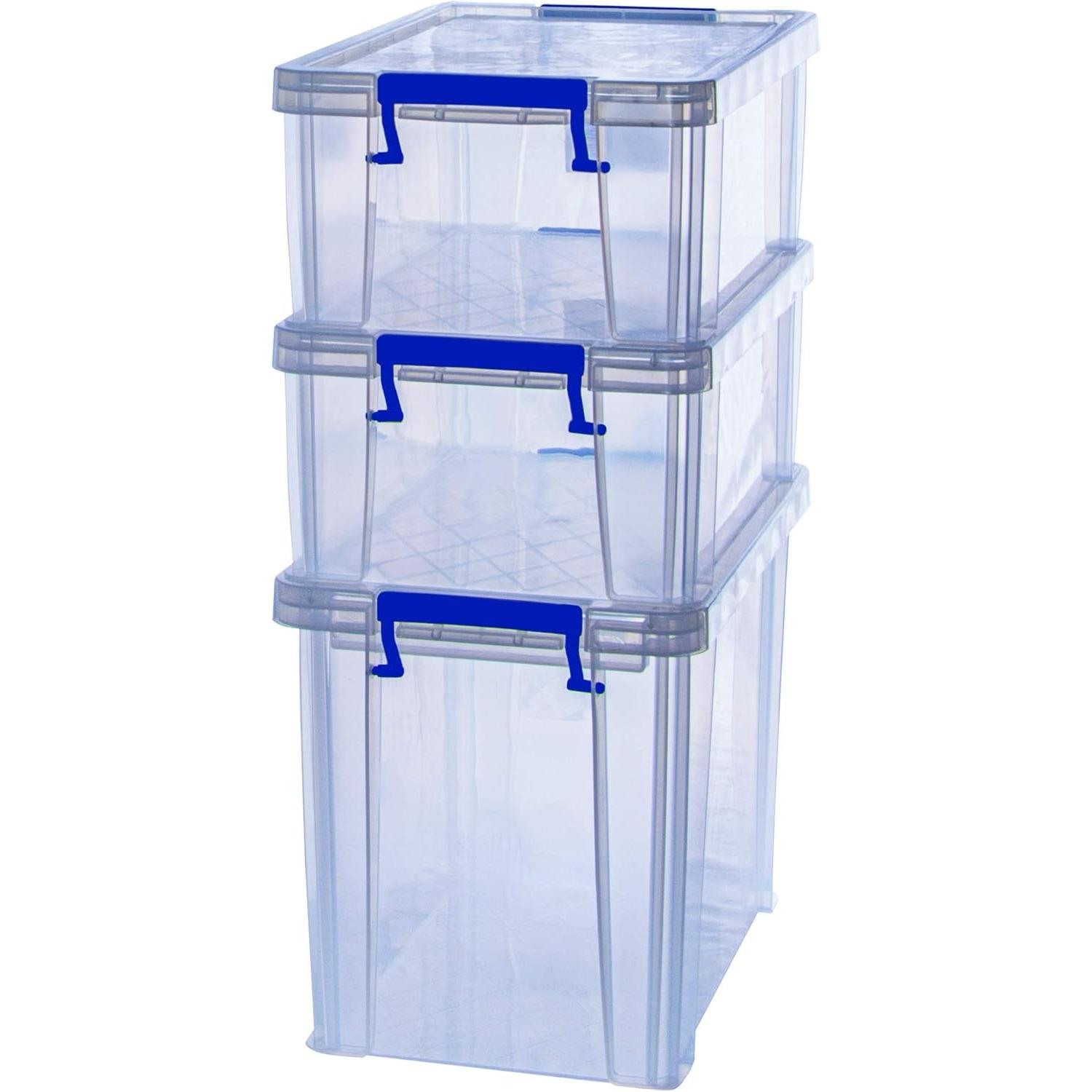Fellowes, Aufbewahrungsbox, Aufbewahrungsbox ProStore Bonus Set 4, 3er-Set transparent klar, aus schlagfestem, recycelba...