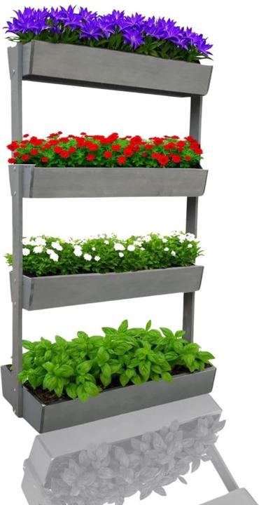 Coemo Vertikalbeet Vera Hochbeet Grau Holz 4 Etagen Blumenkasten
