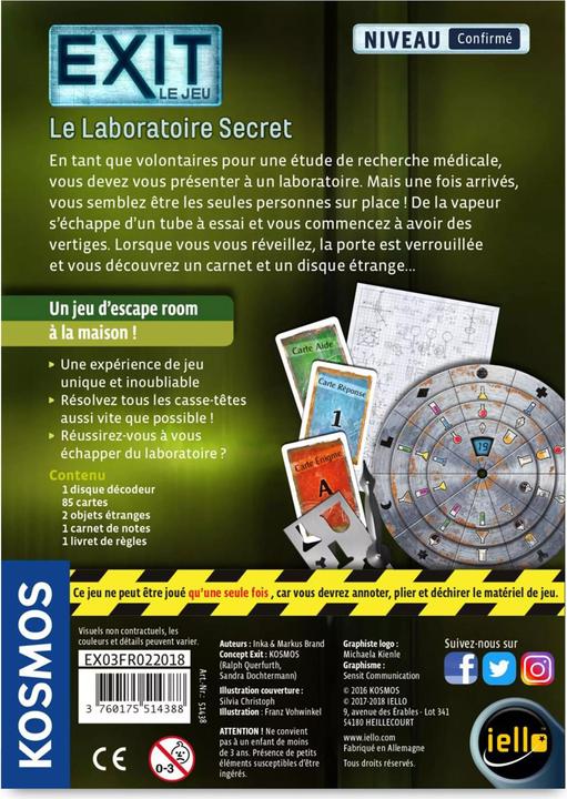 Image du produit Kosmos Exit- Le Laboratoire Secret (Français, 1 - 4 Joueur)