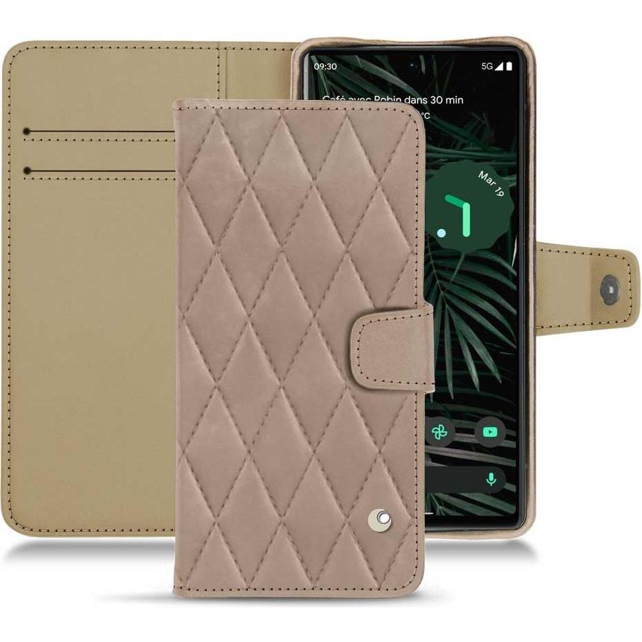 Noreve Lederschutzhülle Wallet (Google Pixel 6 Pro), Smartphone Hülle, Beige