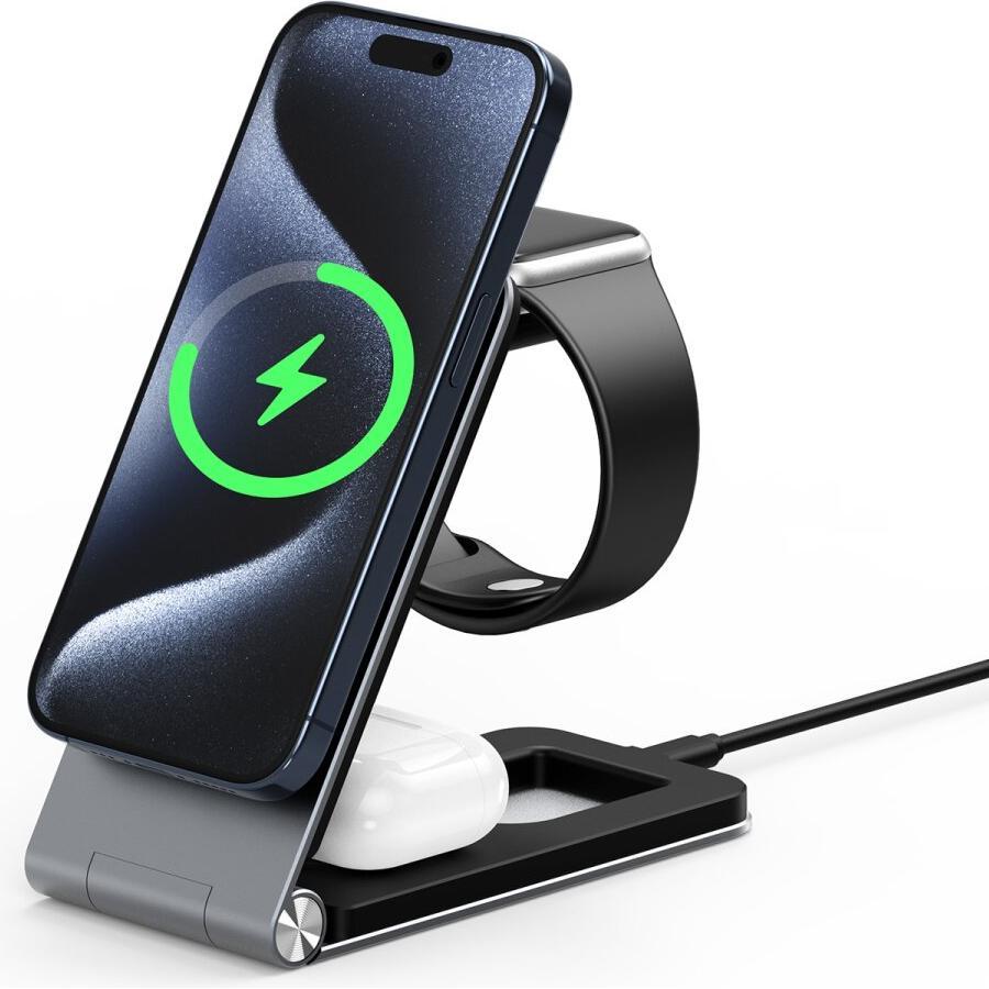 Dux Ducis DUZZONA - W22 3 in 1 Magnetic Wireless Charger (15 W), Wireless Charger, Grau