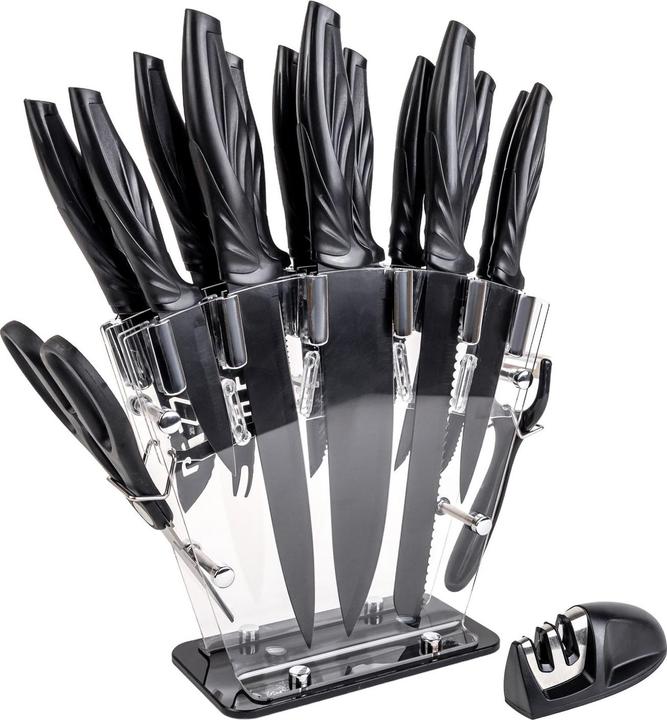 Actual product image Intirilife 17-piece set kitchen knives with knife block