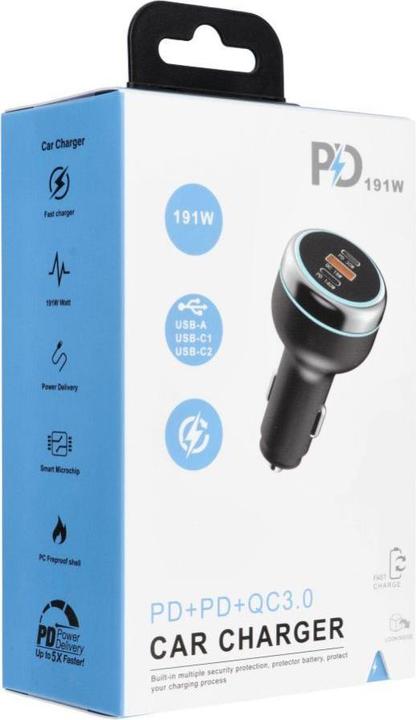 Actual product image OEM Car accessories Car charger USB A + 2 x Type C PD QC3.0 3A 191W CC69-2C1A black