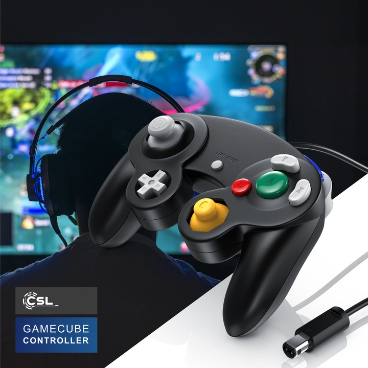 Produktbild CSL Nintendo Controller, Gamepad für Nintendo GameCube / Wii Vibrationseffekte / ergonomisch