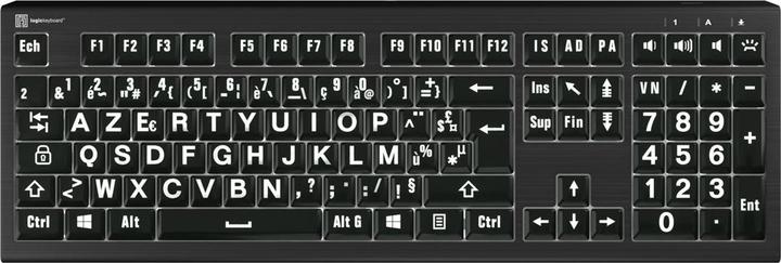 Logickeyboard XL-Print Astra 2 White on Black FR (PC) (FR, Kabelgebunden)