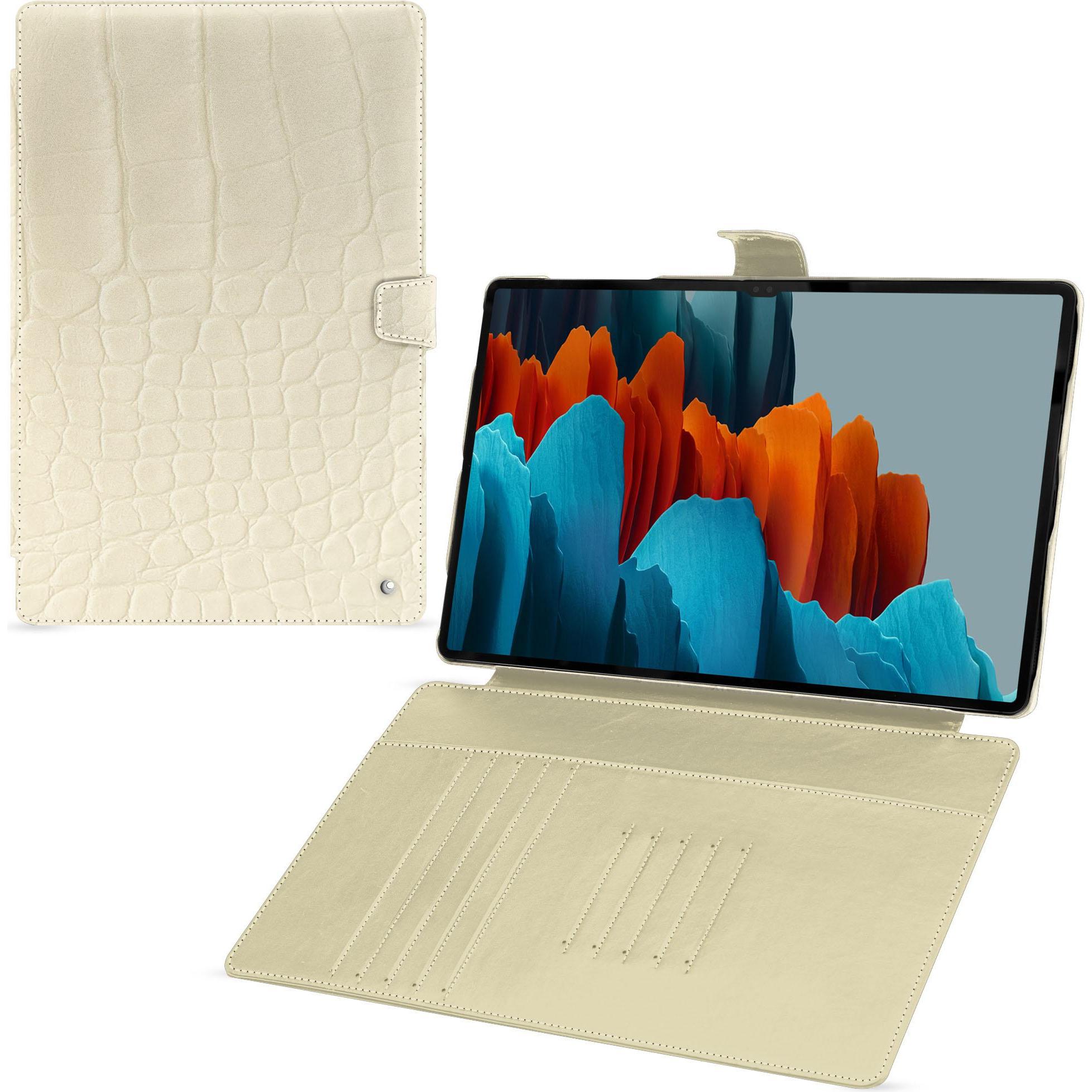 Noreve Lederschutzhülle Samsung Galaxy Tab S9 Ultra (Galaxy Tab S9 Ultra), Tablet Hülle, Beige